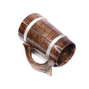 Taza de Café Ecológica Hecha a Mano de Madera Natural Sólida, Taza de Cerveza de Madera Reutilizable y Sostenible con Asa para el Hogar y la Oficina - Product Image 5