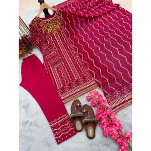 Designer Women's Party Wear Top Bottom Dupatta <b>Set</b> with <b>Embroidery</b> Sequence Work - Product Image 4