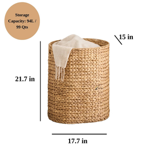 Water Hyacinth Eco-Friendly Multifunction <b>Square</b> Western Hats Storage <b>Basket</b> Multi-Purpose Clothes Moving Hamper Space-Saving - Product Image 2