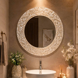Miroir mural de luxe en bois traditionnel fait main, écologique, durable, avec incrustation de nacre, pour la décoration de la maison et des hôtels - Product Image 6