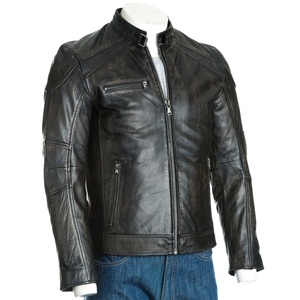 Real <b>Leather</b> Solid Color Bomber <b>Jacket</b> with Regular Fit <b>Winter</b> Season Hot Selling For Online Best Sale With Custom Packing - Product Image 1