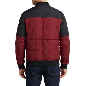 Two Tone Color Blocked Black Burgundy Panels Bomber <b>Jacket</b> <b>Men</b> Casual Polyester Nylon Padded Winter <b>Flight</b> <b>Jackets</b> - Product Image 2