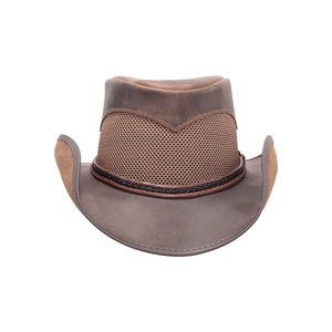 Customized Color Leather Cowboy Mesh Panel Breathable <b>Western</b> Style Unisex Outdoor Winter Casual Adult <b>Hat</b> 52-54cm - Product Image 2