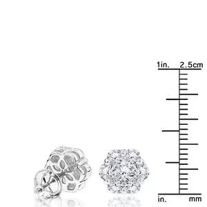EtherStar 1.00ct Lab Grown Diamond Baguette Cut Flower Cluster Stud <b>Earrings</b> Gold Floral Rosette Screw <b>Back</b> IGI Certified Luxury - Product Image 5