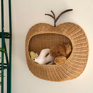 Charming Apple Shaped <b>Rattan</b> Wall Hanging <b>Basket</b> Kids Room Bedroom Furniture Decorative Toy Books <b>Storage</b> Organizer Wholesale - Product Image 2
