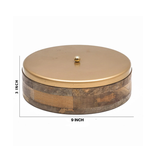 Hand Carved Chapati Box With copper Lid and tong Casserole Round Handmade Kitchenware For Dining <b>Table</b> & Gifs - Product Image 6