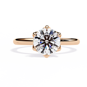 Bague de fiançailles solitaire en or rose 14 carats avec diamant de laboratoire taille ronde - Product Image 2