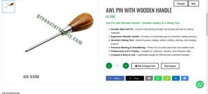 Punzón con mango de madera para joyería, herramientas manuales de precisión para perforación, para la fabricación de joyas y trabajos de orfebrería. Número de artículo GS-220E - Product Image 3