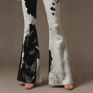 Authentic High End Cow Hair Leather <b>Jacket</b> Black And White Cowhide Fur Coat Long Sleeve Zip Up Streetwear Fashion - Product Image 5