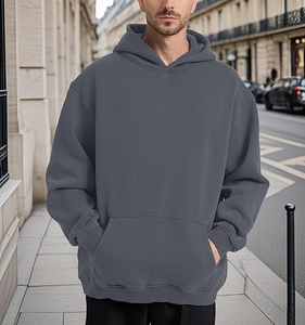 Sweat à capuche surdimensionné vintage en molleton 100 % coton, coupe décontractée, design délavé à l'acide, longueur longue, pour hommes - Product Image 3