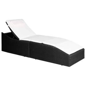 <b>Sunlounger</b> Reclining Sun Lounger Black Pe <b>Rattan</b> Outdoor Furniture Patio Modern Contemporary Cushion Included Manual Tilting - Product Image 1