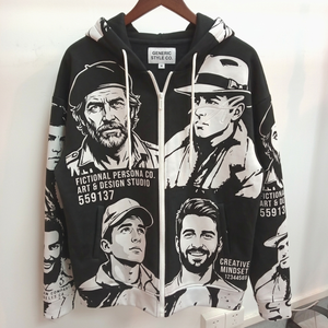 Sudadera con Capucha Unisex, Corte Holgado, Diseño ODM con Estampado Rojo y Negro en la Parte Delantera, con Diseño de Caras de Mujeres con Ideas Visionarias y un Futuro Distintivo, Ropa Casual de Invierno - Product Image 5