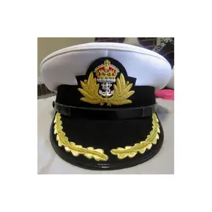 باكستان بيع كامل أعلى جودة تصميم مخصص ضباط ملكيين قبعة قبعة كابتن رتبة بيضاء جديدة شارة تاج الملك