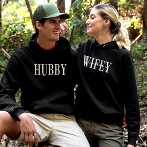 Custom <strong>Wifey</strong> Hubby <strong>Hoodies</strong> Personalised Embroidered Name Anniversary <strong>Hoody</strong> Wedding Date Couple Matching Jumpers Memorial Gifts - Product Image 2