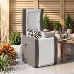 27-Gallon Outdoor Patio <b>Storage</b> <b>Box</b> Beige PP Deck <b>Box</b> Side Handles Dual Tone Design <b>Waterproof</b> Deck <b>Box</b> for Decorative <b>Storage</b> - Product Image 1