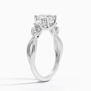 Bague BOJ 028 en argent 925, taille coussin, motif saule en bourgeons, trois pierres, diamant 2 carats couleur D VVS1, moissanite certifiée GRA, prix bas - Product Image 2