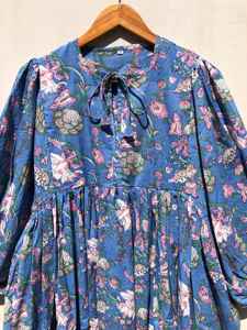 Vestido Midi Elegante con Estampado Floral Vintage, Manga Larga, Cintura Natural, Color Liso, para Mujer, Ropa de Dormir - Product Image 3