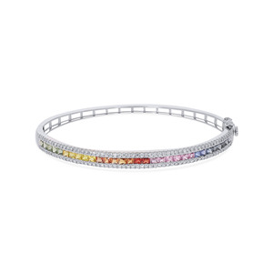 Bracelet chaîne de luxe en or blanc 14 carats avec diamants de laboratoire taille brillant pour femme, maillons géométriques entrelacés classiques et complexes, 8,8g - Product Image 2