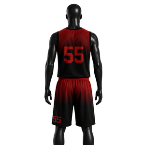 ORVO Sports Unisex Basketball Jersey Set Red/Black V-Neck Sleeveless Digital Print 100% Polyester Quick Dry Breathable - Product Image 2