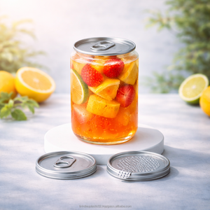 Bouteilles métalliques transparentes en PET de 250 ml TS250-20 avec couvercle EOE 202 pour machine à sceller les canettes de thé, jus et café - Product Image 2