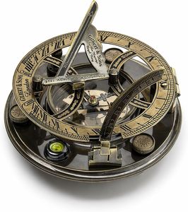 5Inch Sundial Vintage Nautical Marine <b>Compass</b> with Wooden Box <b>Antique</b> Brass Sun Clock for Decoration Navigation Maritime <b>Compass</b> - Product Image 1