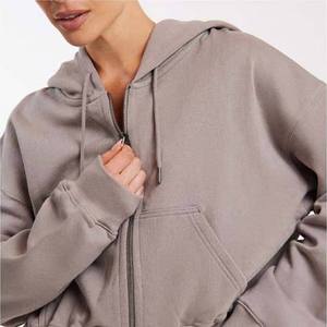 เสื้อฮู้ดดี้ผ้าฝ้ายแบบยูนิเซ็กซ์ขายส่งปี 2026 เสื้อฮู้ดดี้ผู้หญิงแบบมีซิป เสื้อฮู้ดดี้สีดำสุดเท่สไตล์สตรีทแวร์ พร้อมซิปคู่ บริการ OEM - Product Image 2