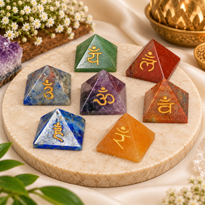 Juego de Piedras Preciosas de Chakra Grabadas para Sanación, con 7 Piedras, Ecológico, para Decoración del Hogar y Feng Shui, Venta al Por Mayor - Product Image 1