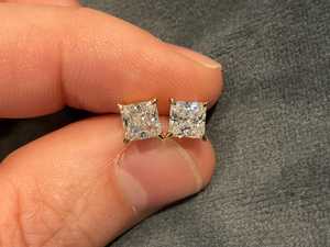 0.50 CT Each Princess Cut <b>Diamond</b> Stud <b>Earrings</b> Lab Grown 18K Solid Gold Fine For Unisex Wedding Promise Charms - Product Image 3