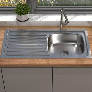 Évier de cuisine ovale à cuve unique avec égouttoir, évier en acier inoxydable de qualité supérieure, durable, résistant à la rouille, pour cuisines modernes - Product Image 3