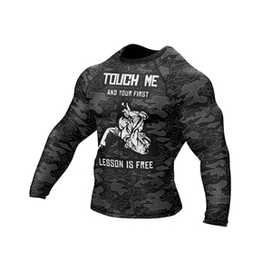 เสื้อรัดกล้ามเนื้อ MMA แขนยาว คุณภาพดี ระบายอากาศได้ดี สำหรับผู้ชาย ดีไซน์ทันสมัย ผลิตจากผ้าสแปนเด็กซ์/ไนลอน สีสันปรับแต่งได้ มีจำหน่ายแล้ว - Product Image 6