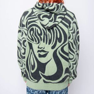 Pull à capuche en mohair tricoté sur mesure 2026, épaules tombantes, jacquard, en laine duveteuse pour homme – Collection Hiver - Product Image 4