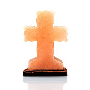 Lámpara de Sal Iónica del Himalaya Tallada a Mano con Forma de Cruz, Luz Nocturna Moderna de Sal Rosa Natural, Decoración para el Hogar, Lámpara Curativa para Cocina o Villa - Product Image 1