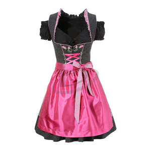 ชุดเดรสคริสต์มาสสไตล์เยอรมันสำหรับผู้หญิง ชุดแฟนซีงานเทศกาล Oktoberfest ชุดเดรสบาวาเรียใหม่ (ชุดบาวาเรีย) ผ้าฝ้าย 100% สไตล์วินเทจแบบมินิ - Product Image 4