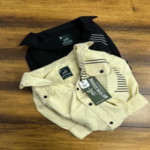 เสื้อเชิ้ตแขนยาวคอวีผ้าคอตตอนเนื้อนุ่มสบายสำหรับเด็กผู้ชาย พร้อมกระเป๋าคู่ด้านหน้า คอลเลคชั่นแห้งเร็ว - Product Image 3