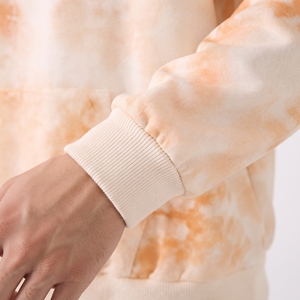Women's Winter Solid Peach <b>Orange</b> Cloud Wash Fleece Pullover <b>Hoodie</b> with Kangaroo Pocket and Front Logo - Product Image 4
