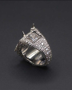 Silver Moissanite <b>Initial</b> <b>Ring</b> Iced Out Luxury Hip Hop Jewellery For Men Fashion Streetwear Gift And Bold Statement Style - Product Image 1