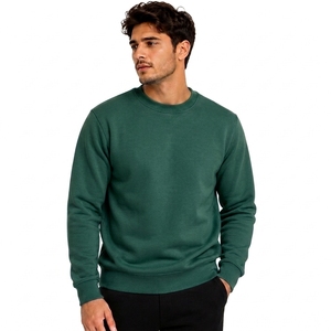 Sweat-shirt vert à col rond, coupe classique, en coton, pull uni, tricoté, décontracté, pour homme, sweat-shirt d'automne - Product Image 1