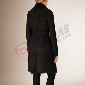 Manteau long en fourrure double face pour femme, en peau d'agneau respirante, en coton, chaud pour l'hiver, avec boutons et épaulettes - Product Image 2