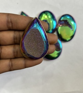 Lote al por mayor de cabujones de ágata Druzy Aura de titanio arcoíris, piedra natural teñida, ágata Aura de titanio, ágata Druzy - Product Image 4