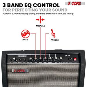 Amplificatore per chitarra elettrica portatile da 50 Watt con ingresso ausiliario da 8 \ "Mini amplificatori - Product Image 3