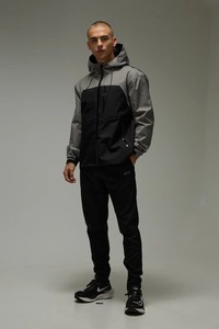 Veste coupe-vent à capuche pour homme, couleur contrastée, fermeture éclair, vêtements de sport d'extérieur, automne, matière polyester - Product Image 4