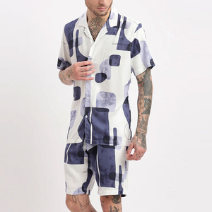 Ensemble d'été sans manches pour homme, chemise à manches courtes et short en coton, deux pièces, mode décontractée, ensemble chemise et short d'été - Product Image 3