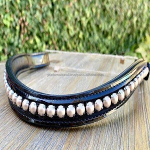 Banda de charol con acabado de lujo, mejor calidad, costura completa y relleno suave personalizado con perlas blancas, cristales ostentosos - Product Image 4