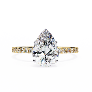 Classic Pave <b>Set</b> 1.5 Carat Lab Grown Pear Cut Diamond Engagement <b>Ring</b> 14k <b>Gold</b> IGI Report VS DEF Diamond for Anniversary Weddi - Product Image 1