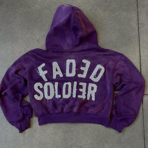 Sudadera con Capucha para Hombre, Estilo Vintage, Corte Regular, con Apliques de Letras Desgastadas, Ecológica, Transpirable, de Secado Rápido, 100% Algodón Grueso - Product Image 3
