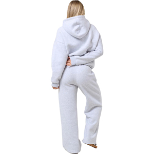 Sweat à capuche d'hiver pour femme, gris chiné, imprimé délavé à l'acide, épaules tombantes, coupe oversize, 100 % coton, écologique, respirant, longueur intégrale - Product Image 1