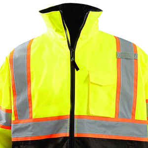 Chaqueta de seguridad para hombre, reflectante, de alta visibilidad, con capucha, tipo bomber, con bolsillos y cremallera, impermeable - Product Image 4