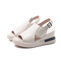 Sandalen New Fish Mouth Design Dicke Sohle One Strap Wedge Heel Damen Sandalen zum Einkaufen