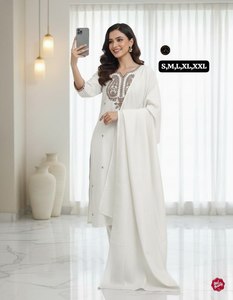 Nouvelle collection exclusive de Salwar Kameez pour femmes pour les festivals de Navratri et Diwali, en soie Chanderi, longueur 48 pouces - Product Image 3