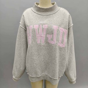 Wholesale <b>Mock</b> <b>Neck</b> Crew <b>Neck</b> Cotton Fleece Sweatshirt NASH Women Unisex Chenille Embroidery Letter Greek Sorority Pullover - Product Image 2
